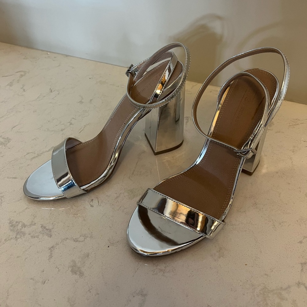 ASOS Chrome Silver Block Heels